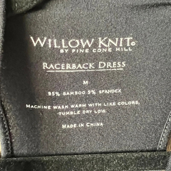 Willow Knit by Pine Cone Hill Racerback Bamboo Tank Black Dress Size Medium - Picture 5 of 5